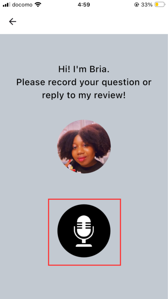 SprakNowアプリ
添削確認
質問録音画面
マイクをタップする