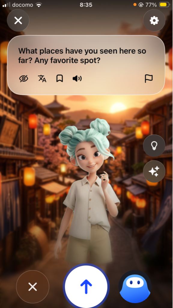 スピークのフリートーク画面
キャラクターモード